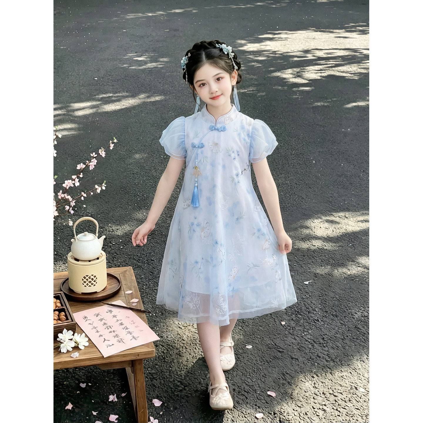 女童夏装连衣裙2026新款儿童国风新中式旗袍中大童洋气女孩公主裙