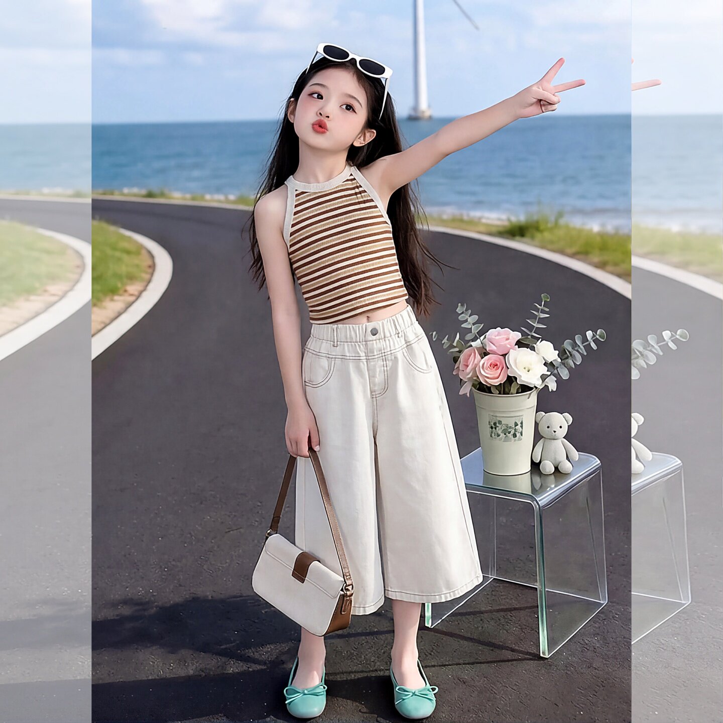 女童白色短裤夏季2026新款洋气女