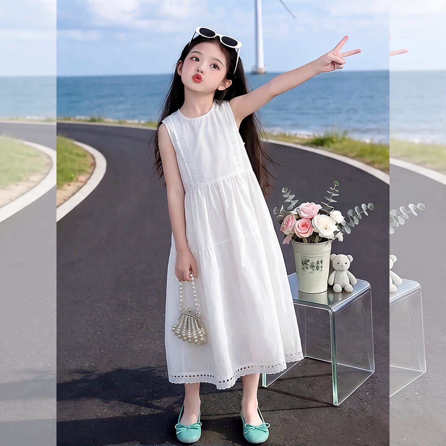 女童连衣裙2026夏季新款无袖刺绣