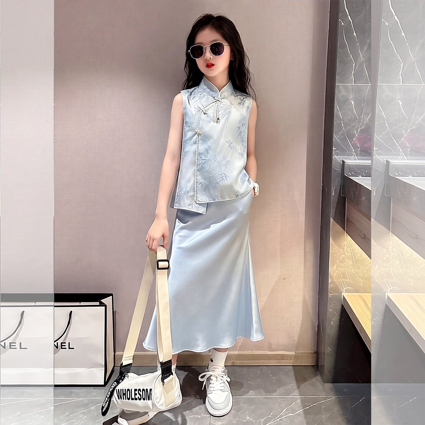 女童新中式汉服马甲半身裙夏季
