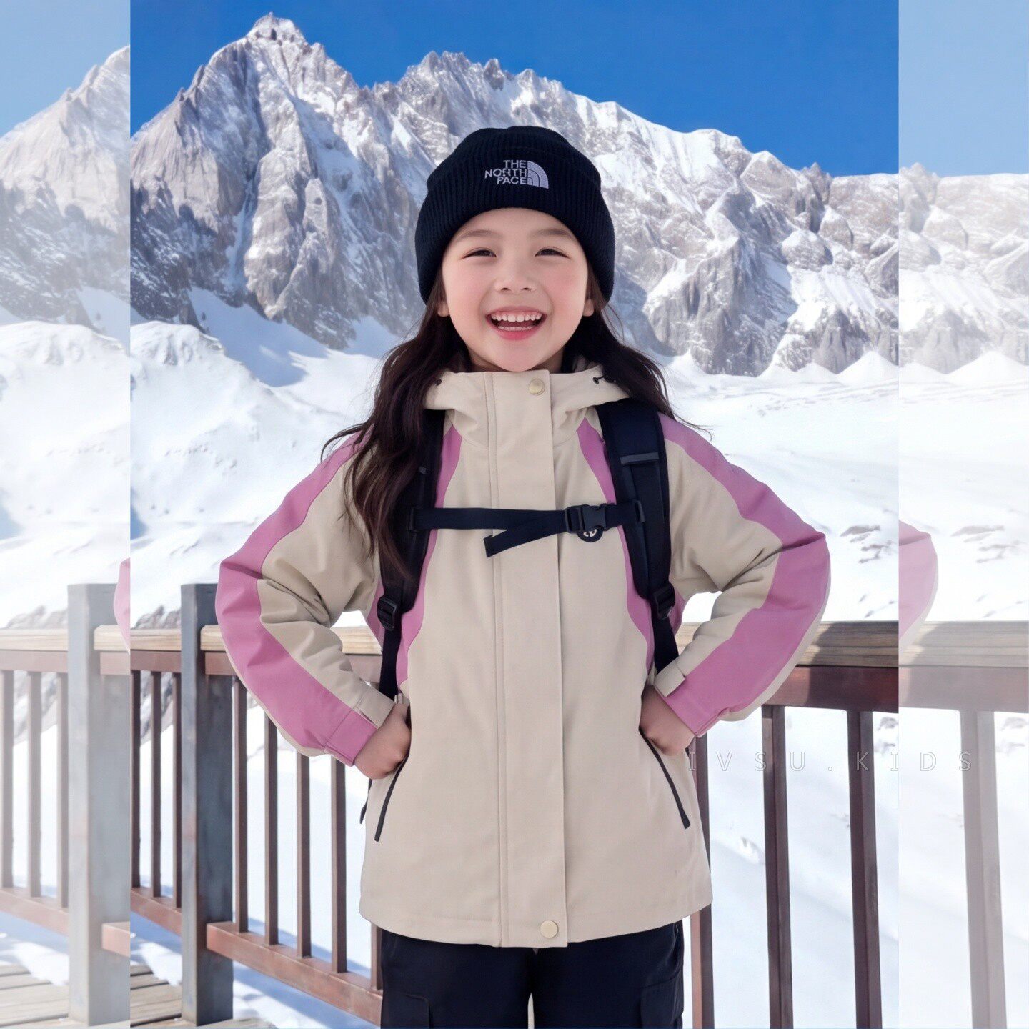 女童连帽拼色外套春秋小女孩防风