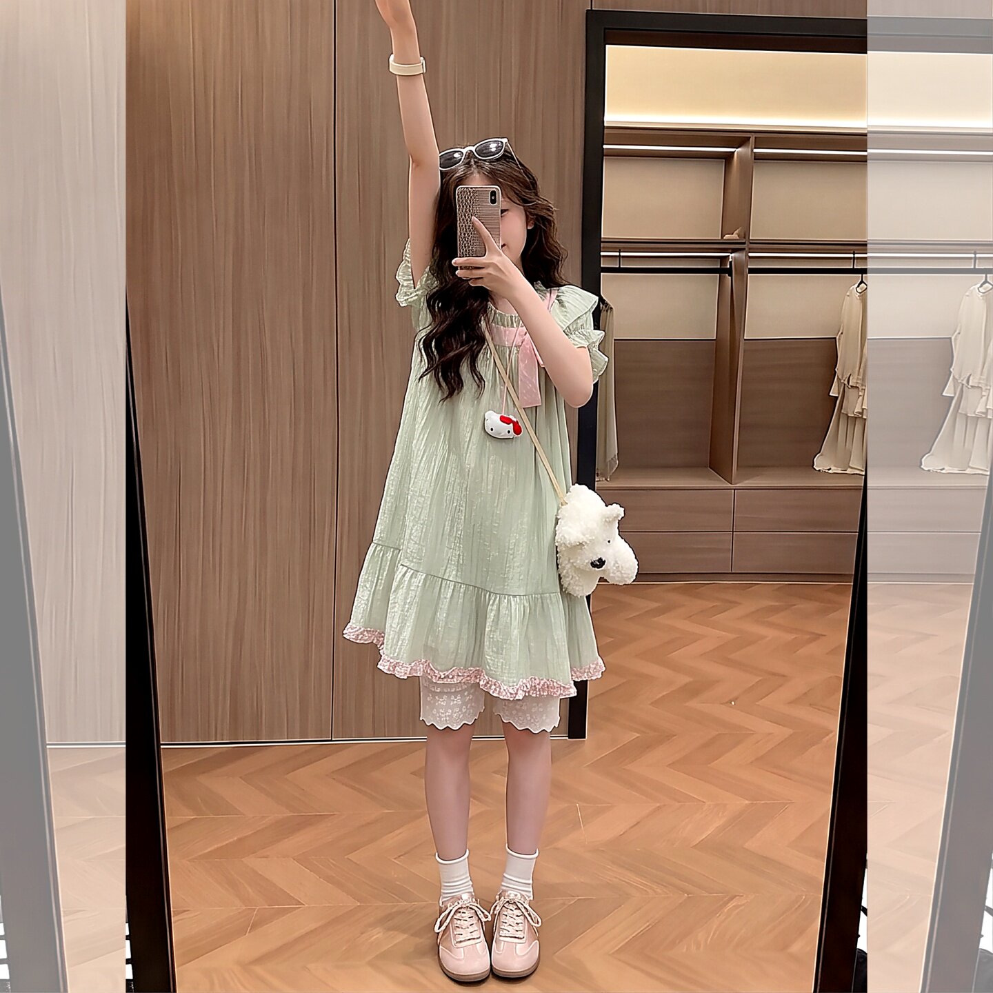 女童巨好看的连衣裙薄款小清新女