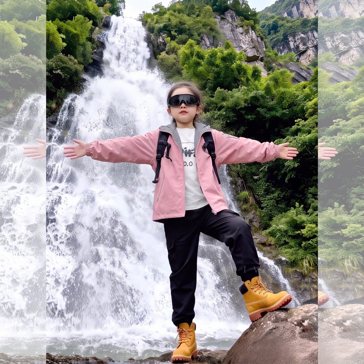 韩版女童连帽外套春秋加厚中长款