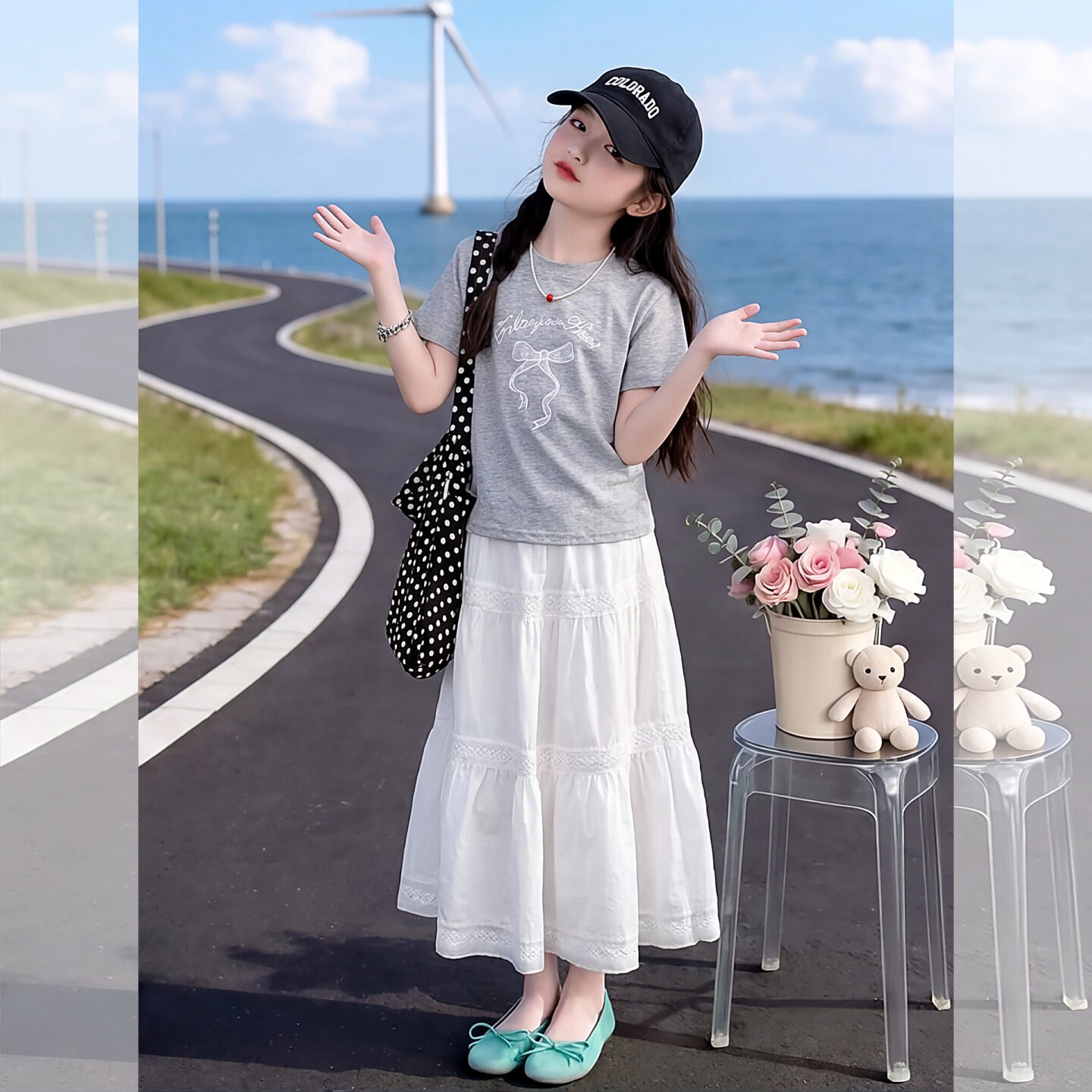 女童夏季短袖T恤套装2026新款女