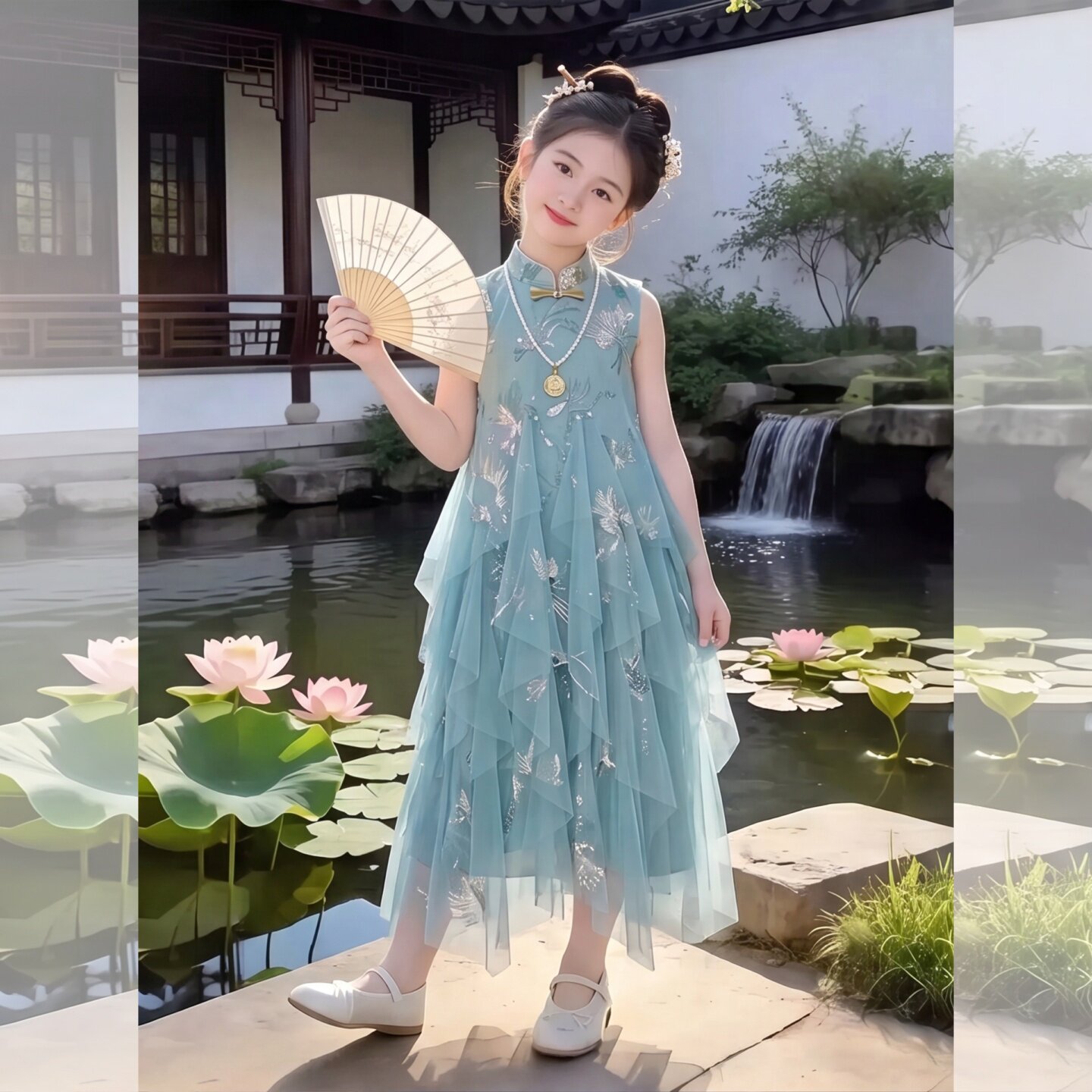 女童夏季国风无袖连衣裙2026超仙
