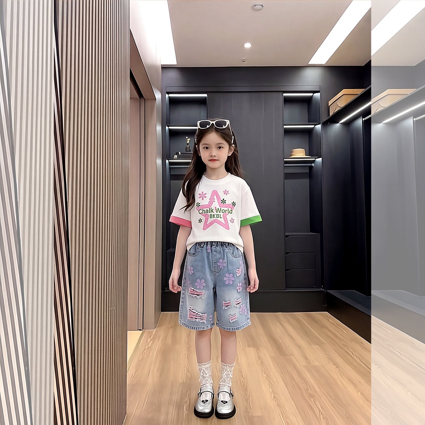 女童夏季卡通印花纯棉短袖T恤牛8