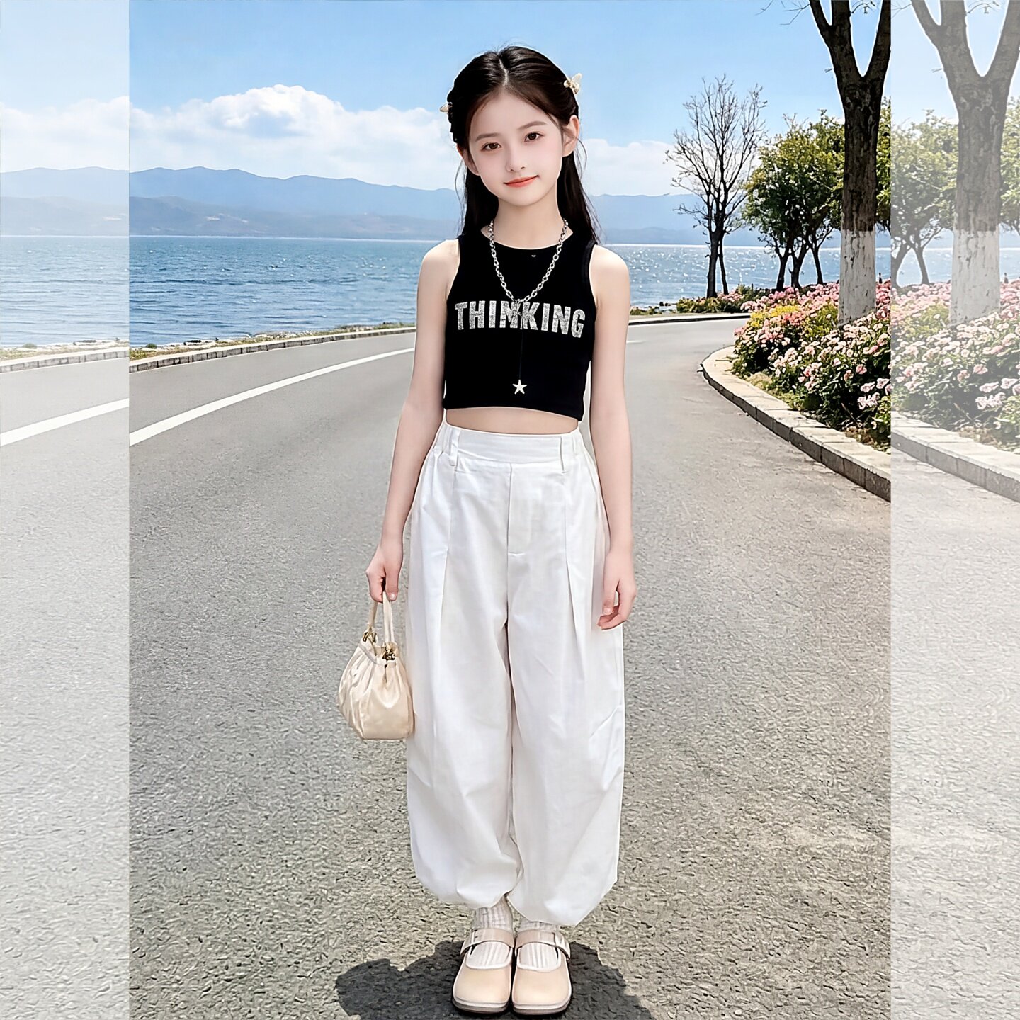 露脐背心装女童爵士舞服装