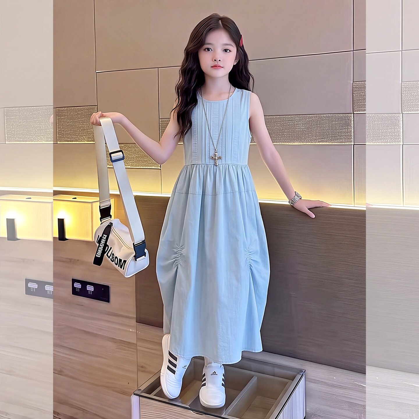女童连衣裙夏装2026新款大童薄款