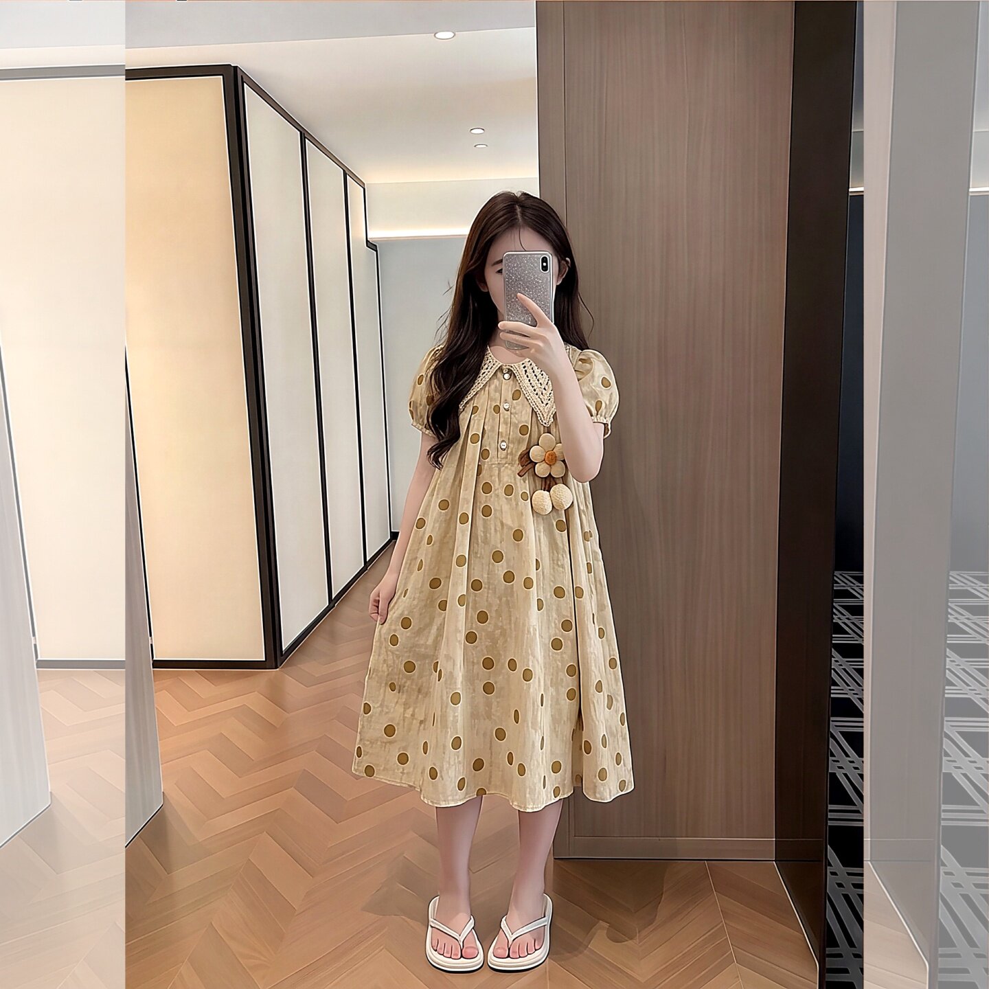 女童波点连衣裙夏装2026新款儿童