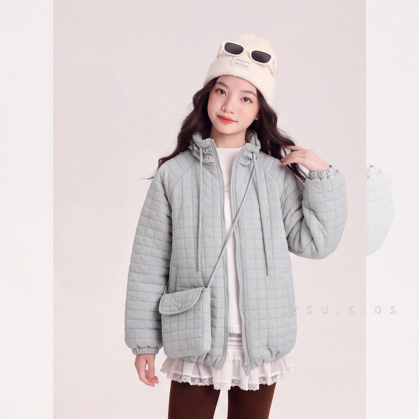 女童冬装格子加绒棉服外套2026新
