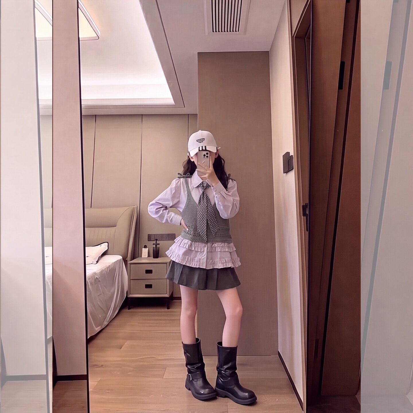 毛线马甲衬衫三件套秋款纯棉女童