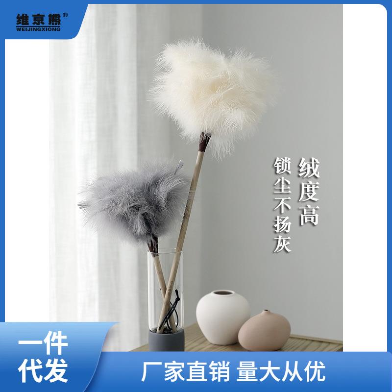 鸡毛掸子除尘扫灰家用鸵鸟毛扫把卧室静电清洁房间钢琴不掉毛小萍