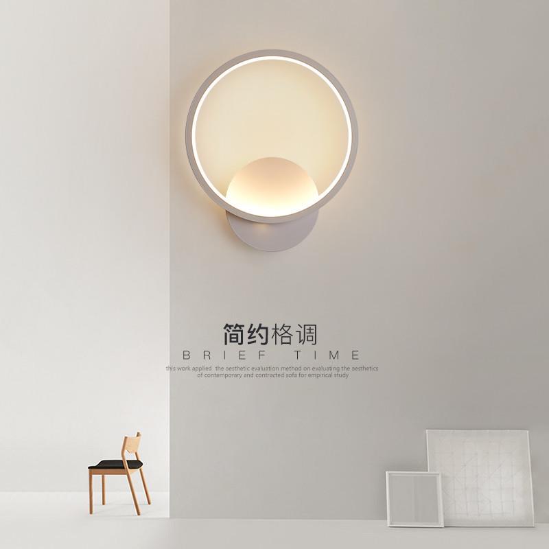卧室床头led壁灯简约现代时尚圆形个性艺术客厅走廊过道灯具2025