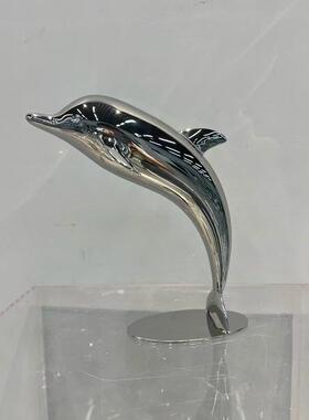 不锈钢镜面海豚鲸鱼雕塑抽象海洋创意样品屋展示中心水景广场景观