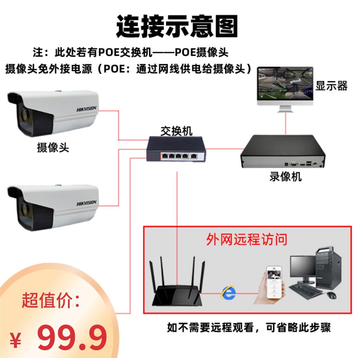 网络监控专用4/8/16/24口千兆百兆家用智能POE交换机国标48V