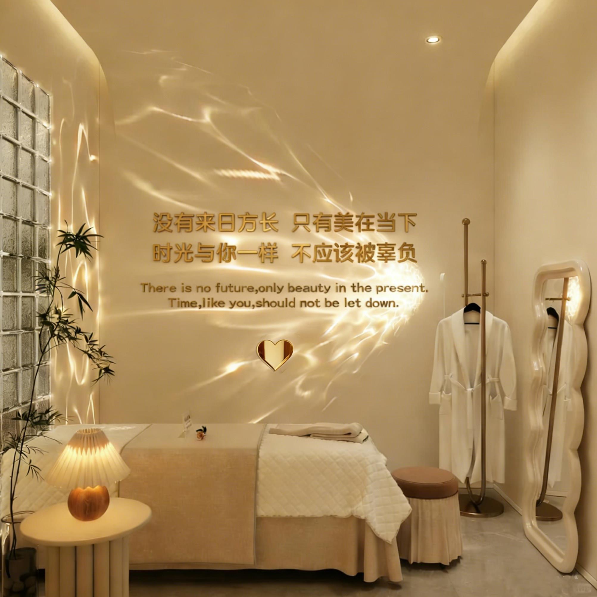 网红打卡美容院房间氛围进门形象背景布置软装饰甲店高级感墙面贴