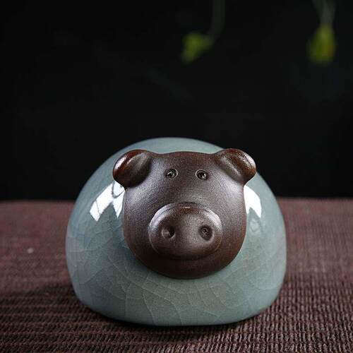 可爱十二生肖摆件小羊小牛陶瓷工艺品小动物创意客厅家居装饰摆设
