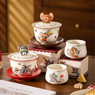 茶杯礼盒具套装功夫新居礼高颜值陶瓷正版乔迁伴手猫和老鼠盖碗茶