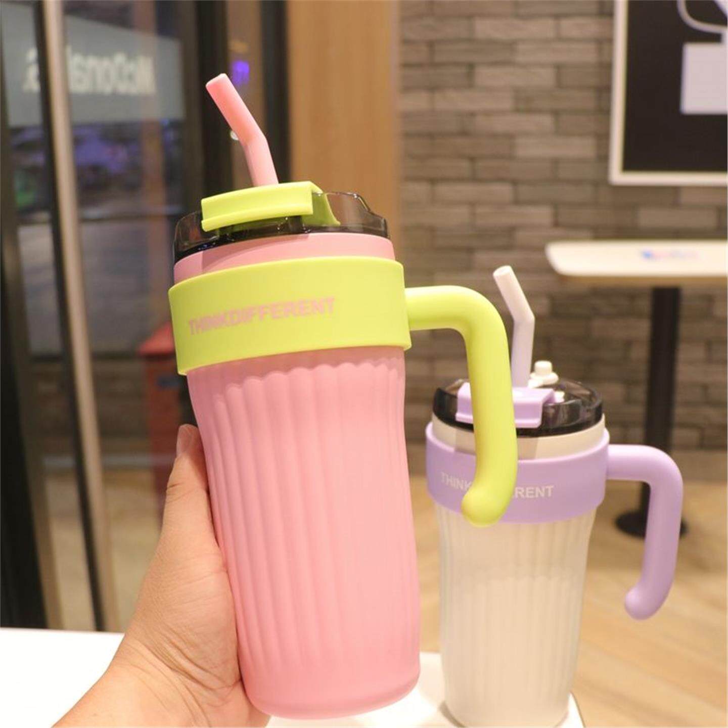 水杯不锈钢杯子保冷冰吸管高颜值霸杯夏日大容量保温杯网红男女生