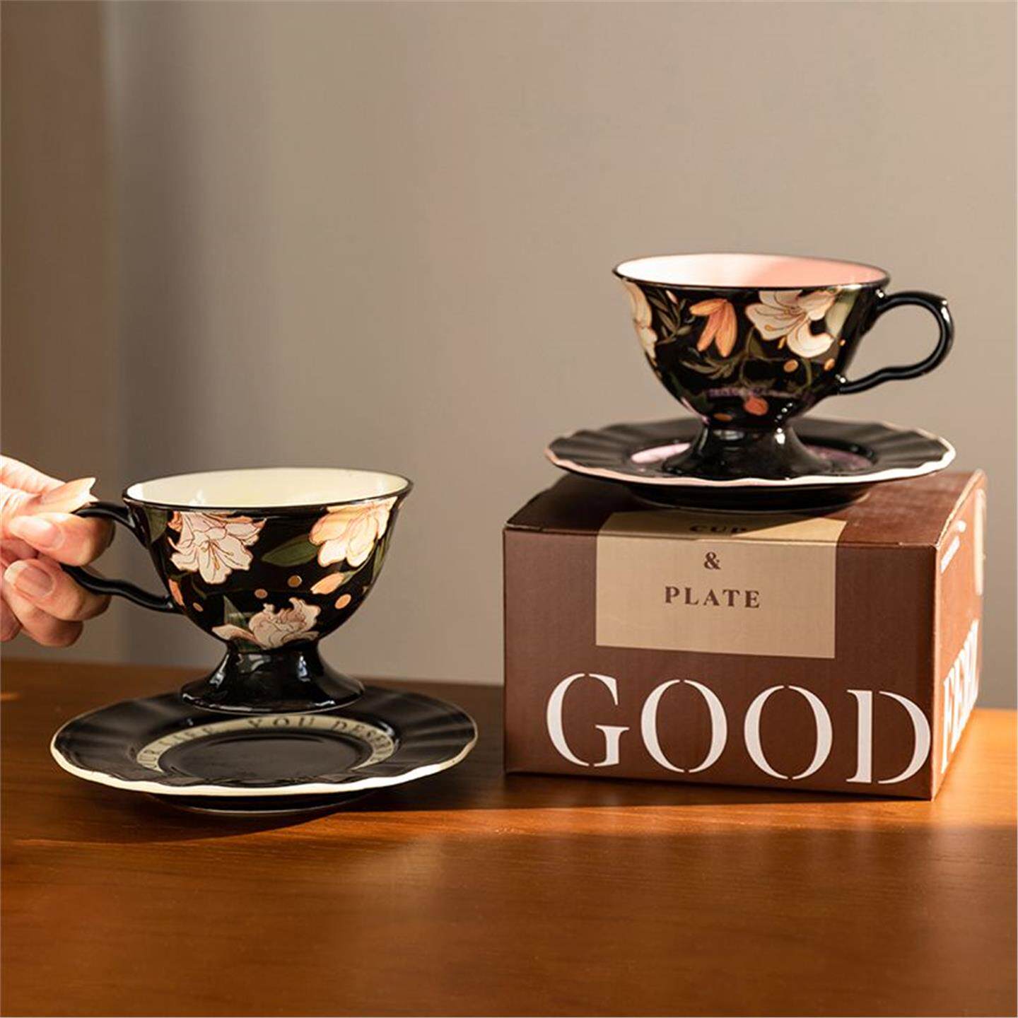 高档复古新婚咖啡杯杯子法式精致套装下午茶高级礼物碟高颜值陶瓷