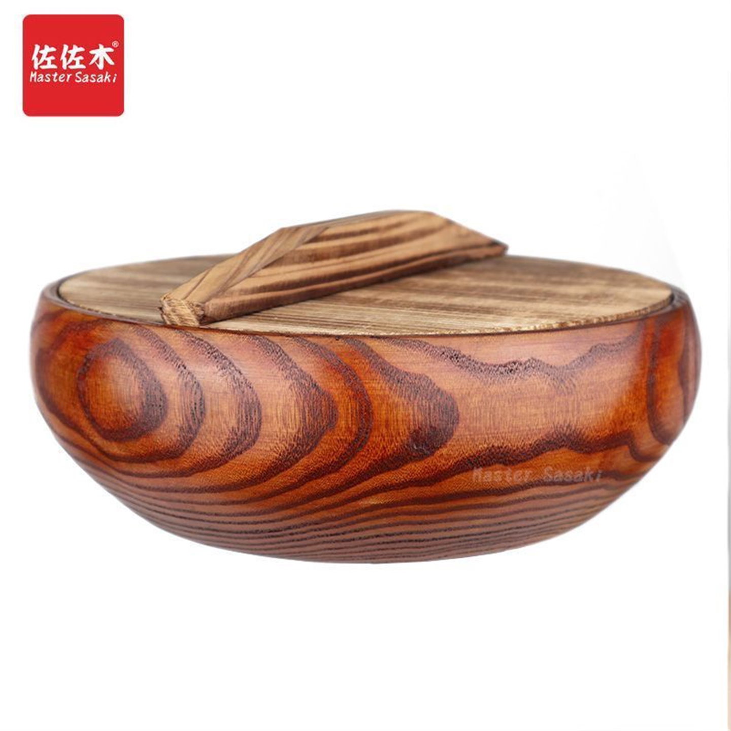 自然复古风格实木质带盖果