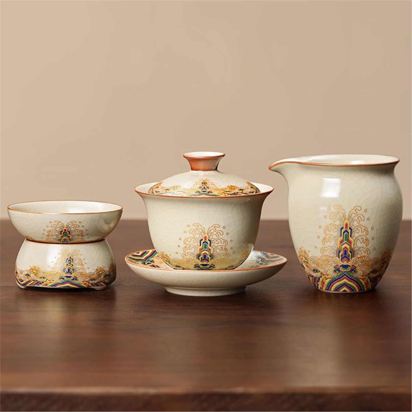 带盖茶具套装汝窑功夫新款三才一人三件套茶具2026茶碗盖碗家用饮