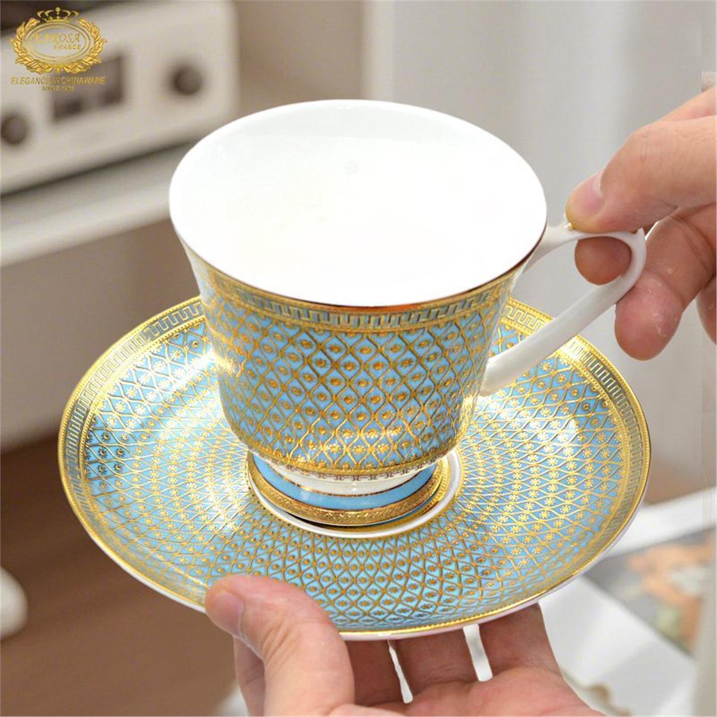 浮雕碟下午茶金咖啡具欧式