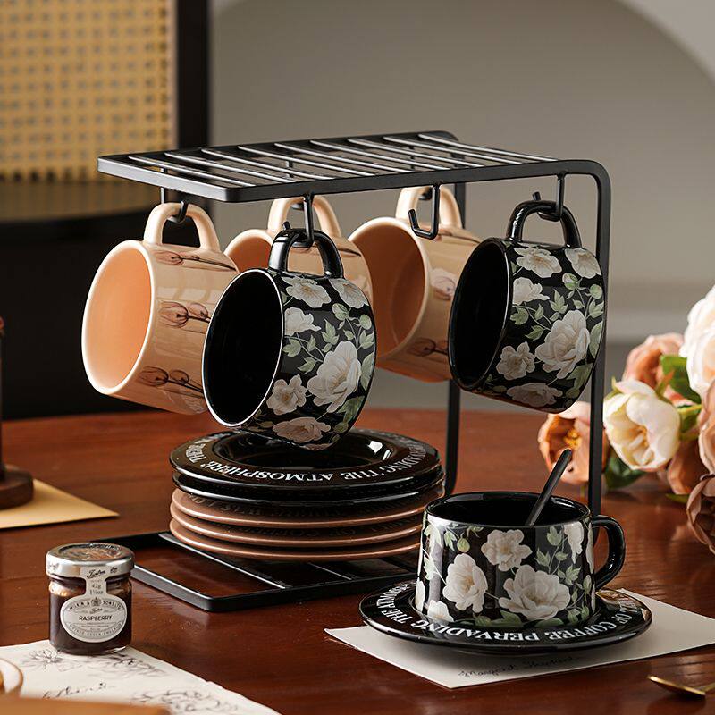 高级感轻奢咖啡杯子高档精致陶瓷杯碟套装小众家用下午茶具礼盒装