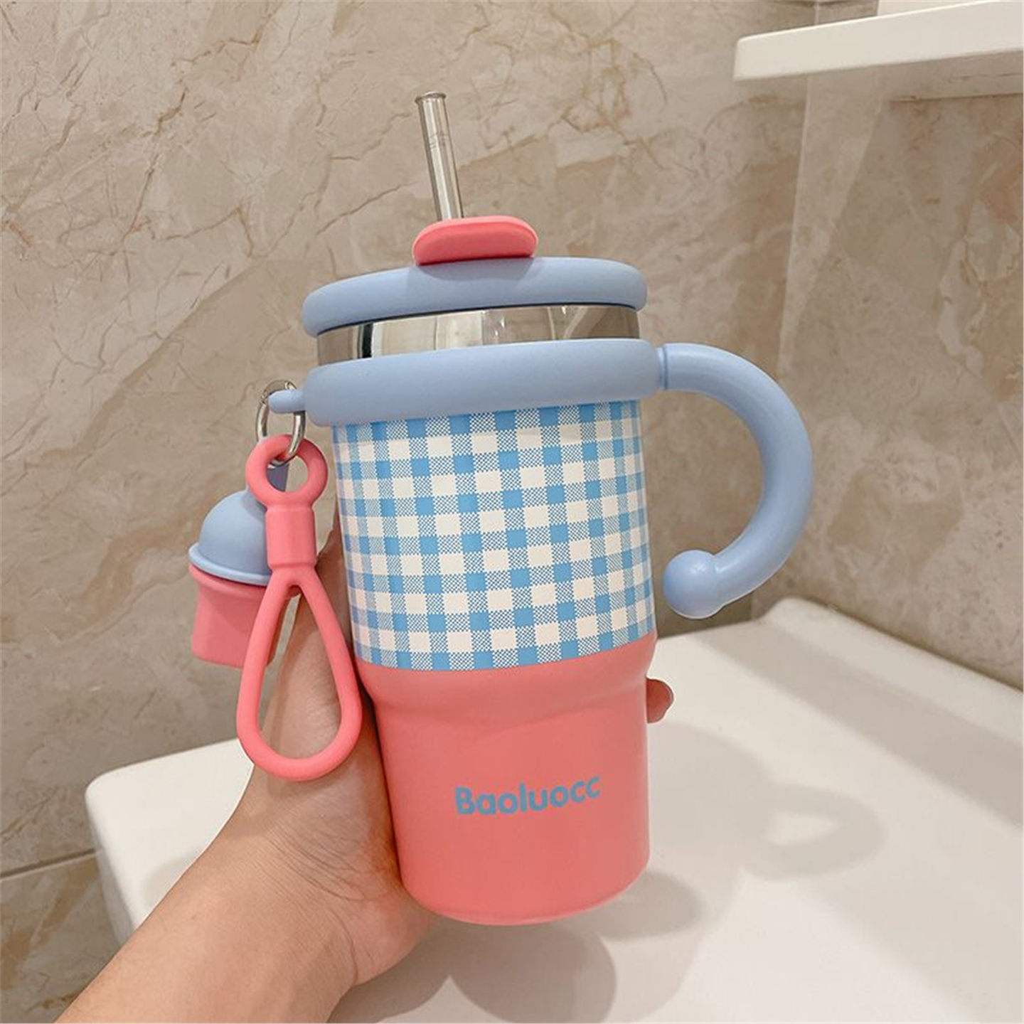 女生随行杯咖啡饮水带大容量保温杯2026把手杯子新款吸管双高颜值