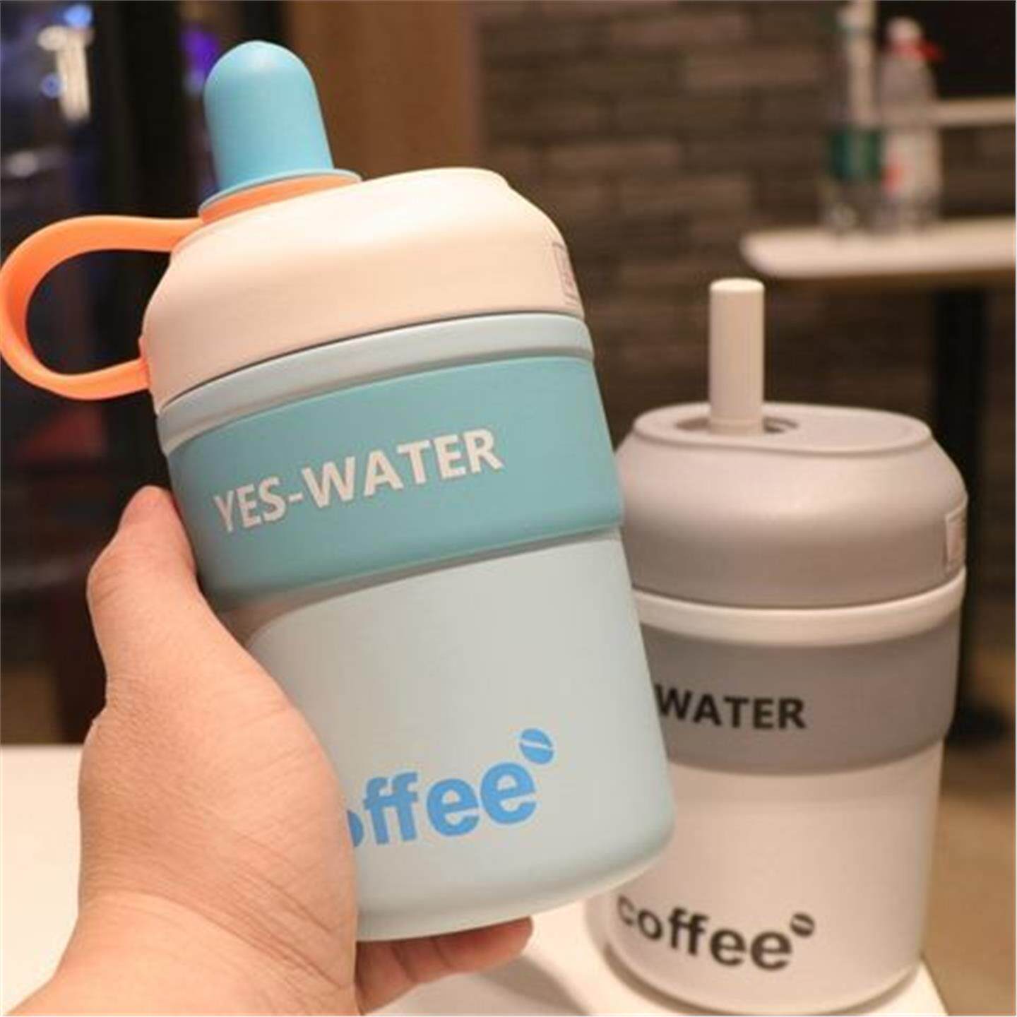 带吸管保温杯便携2026双高颜值咖啡饮水女生小巧简约新款杯子学生