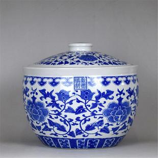 面粉带盖醪糟号酒酿油罐米缸罐陶瓷缸带盖青花腌菜大泡菜景德镇猪