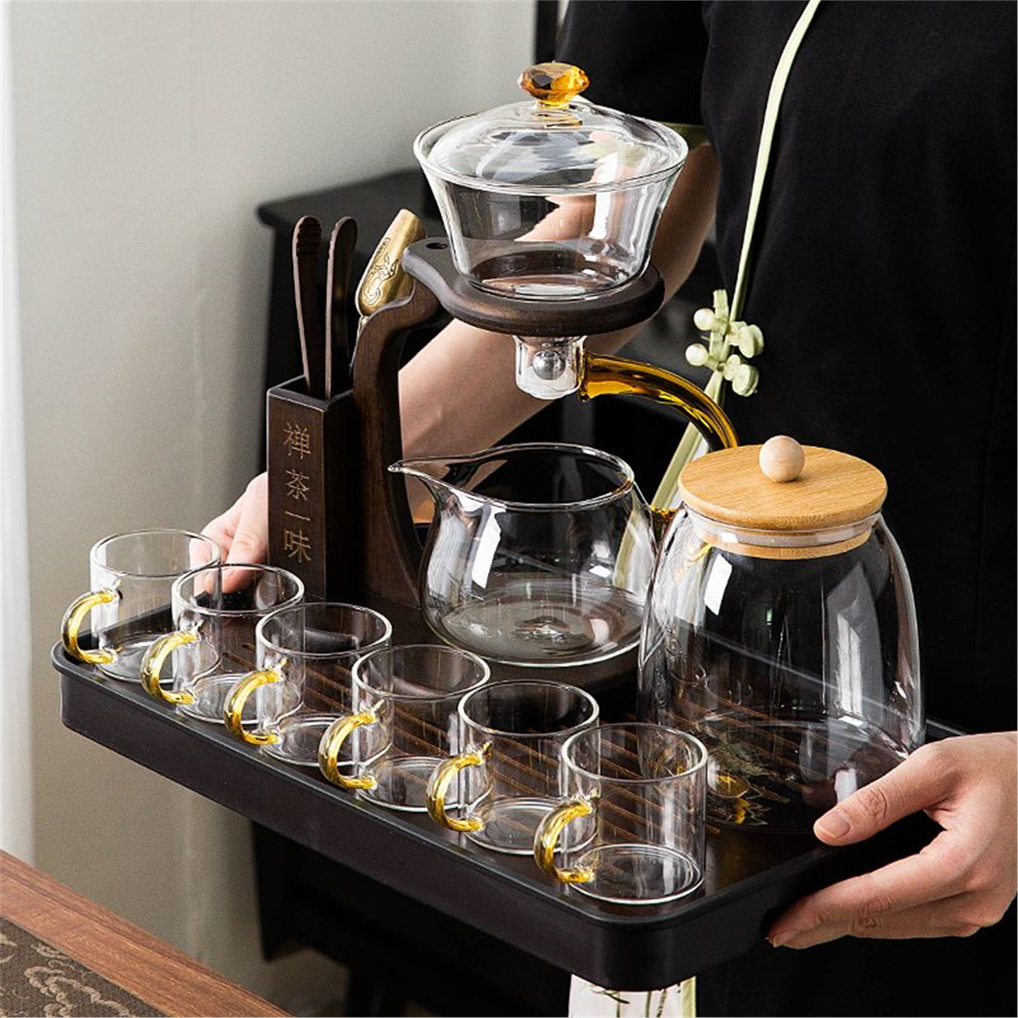 新款功夫茶杯家用茶壶懒人茶具神器玻璃轻奢泡茶自动2026套装高档