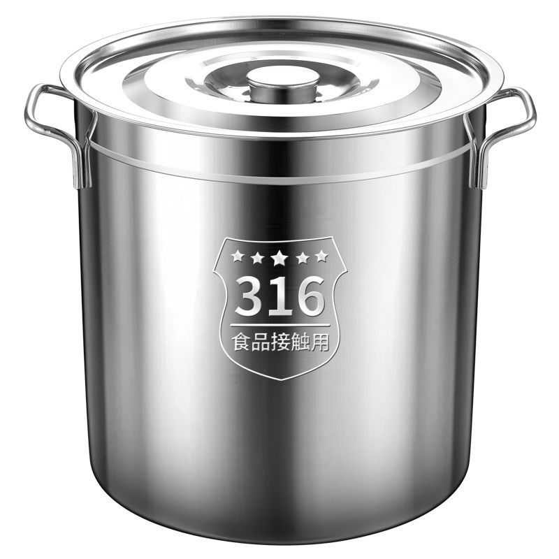 特厚316不锈钢桶圆桶带盖汤桶商用烧水桶卤肉桶储水桶大容量汤锅