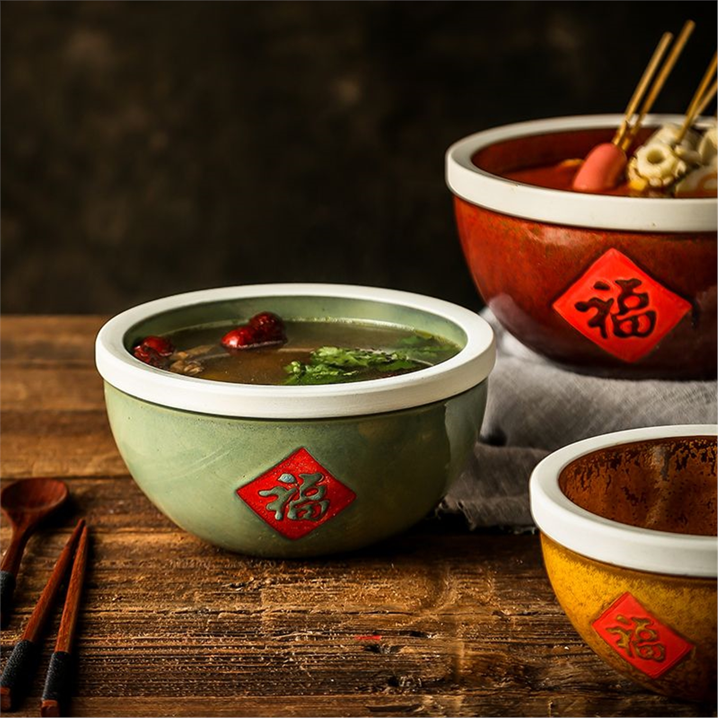 陶瓷串香钵鸡深碗水煮鱼汤