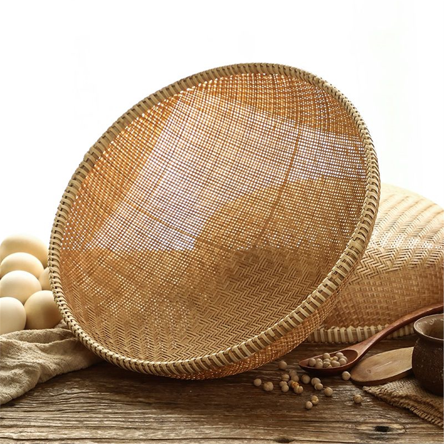 异丽越南手工竹编制品圆簸