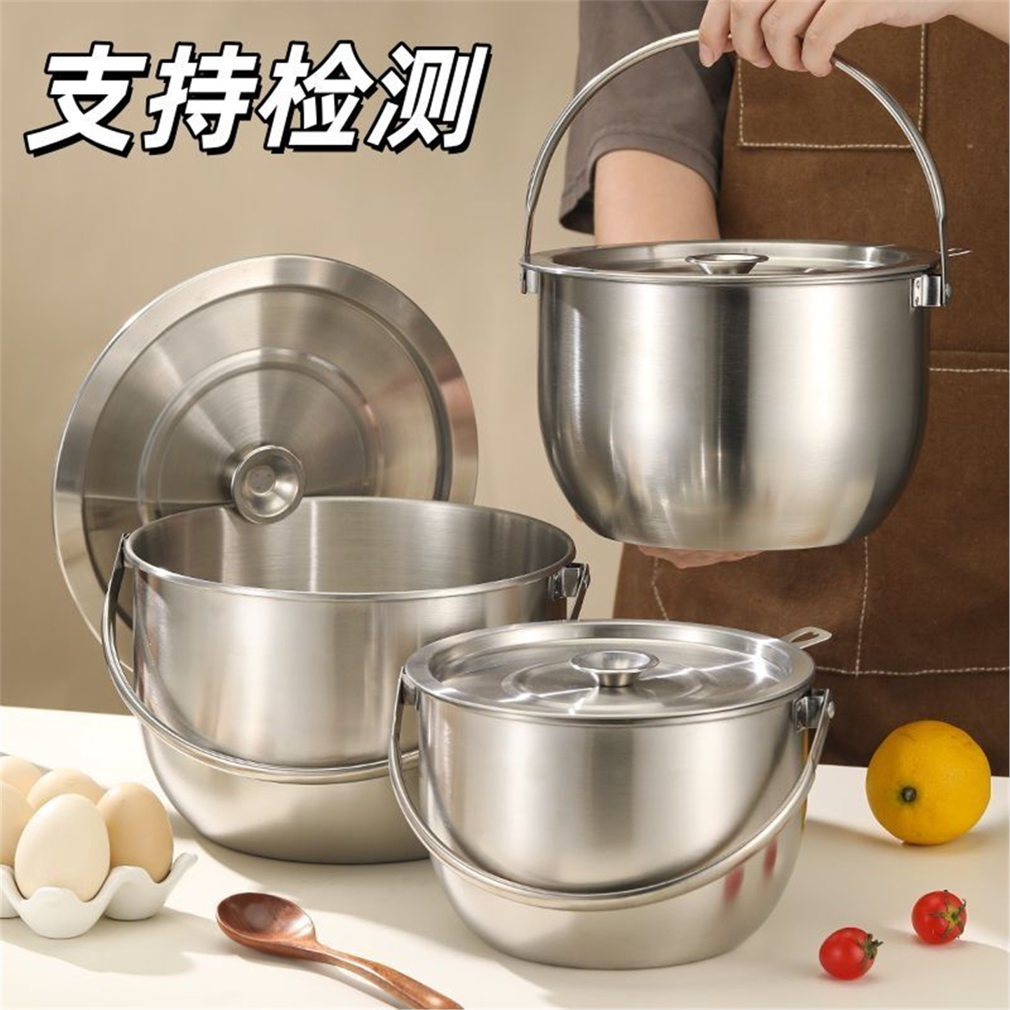 304不锈钢油盆带盖家用缸