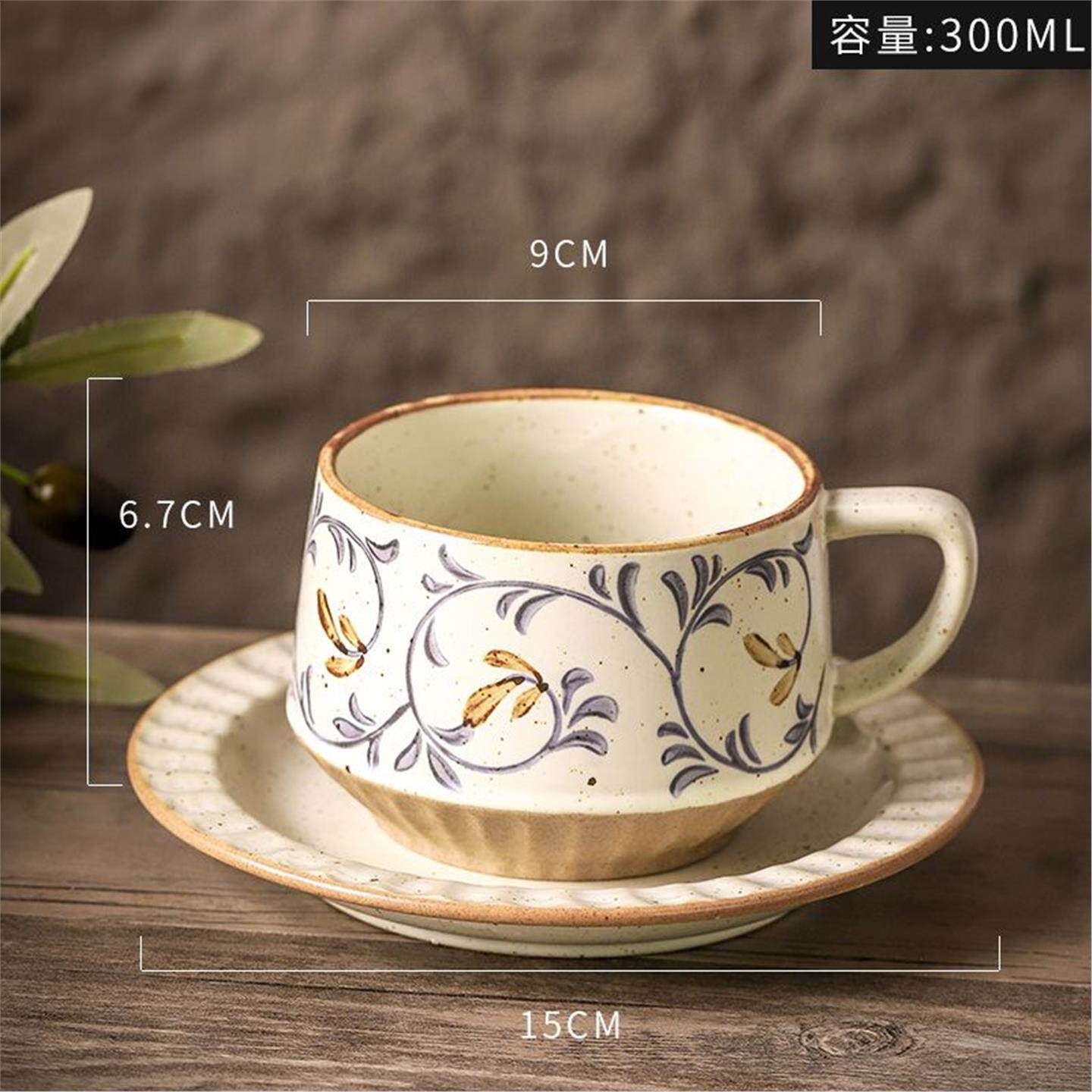 粗陶套装复古瓷拉花精致简
