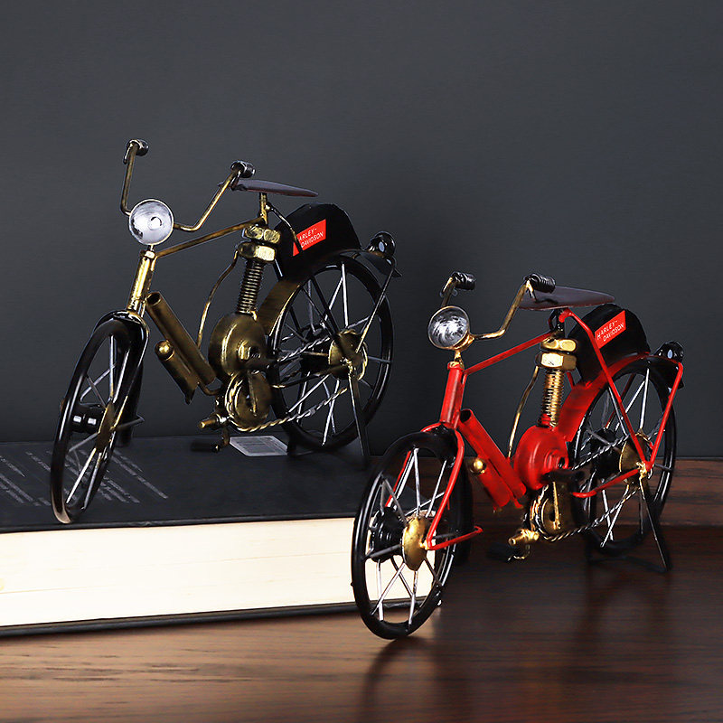 复古铁艺自行车摩托车工艺品小摆设创意居家电视柜酒柜装饰品摆件