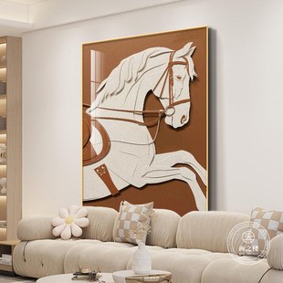 骏马客厅装饰画马到成功老板办公室竖版挂画玄关沙发背景墙面壁画