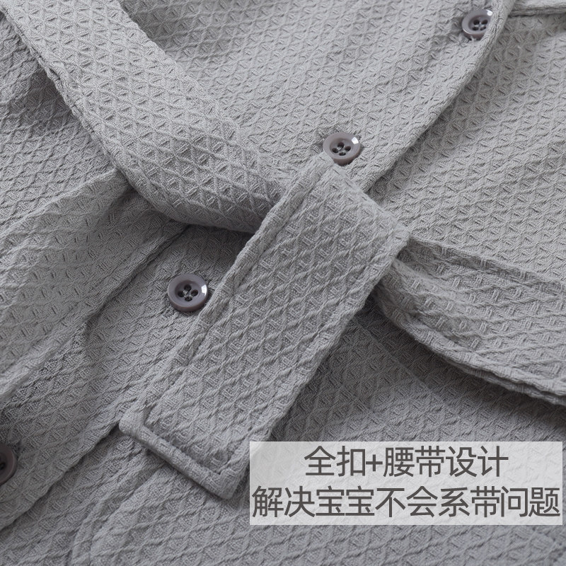 春夏儿童纯棉浴袍宝宝全棉睡袍男童吸水加扣浴衣女童温泉游泳浴巾