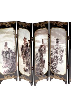 木质仿古小屏风装饰摆件特色商务出国交流礼品 武汉风光黄鹤楼