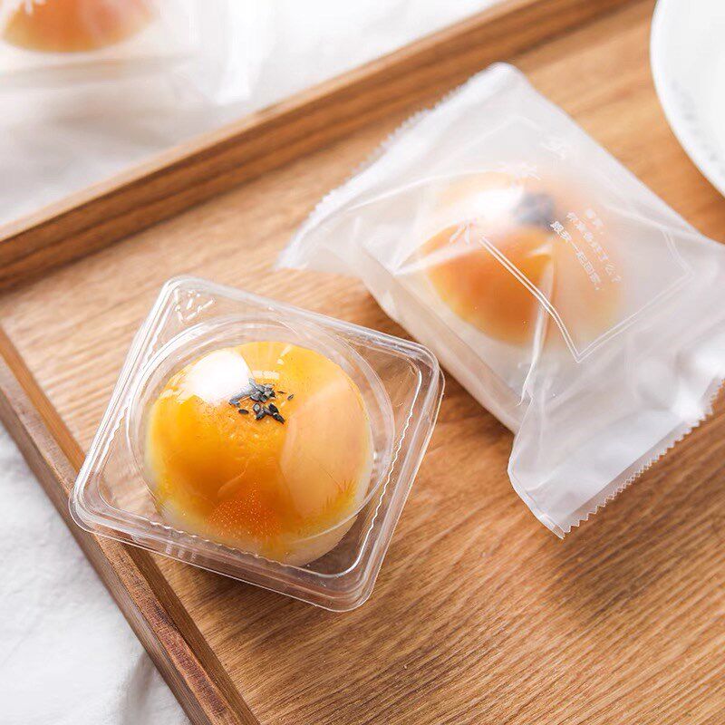 中秋月饼蛋黄酥包装盒单个装密封透明加厚带盖雪媚娘圆型吸塑底托