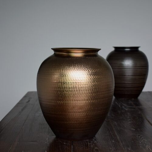 陶瓷花瓶金色陶瓷罐桌面落地大号花器干枝陶罐酒店样板房玄关装饰