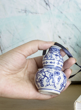 青花瓷工艺礼品摆饰鱼缸装饰汽车挂饰diy挂饰风铃配件中式博古架