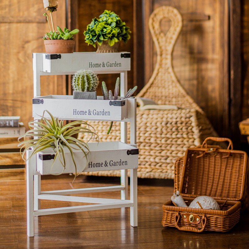 JK慕空间 创意田园可折叠收纳花架阳台装饰架客厅收纳花盆架