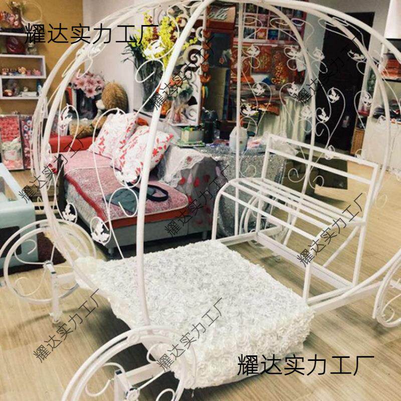 新款婚庆道具双人座南瓜车摄影公主车婚庆婚庆用品铁艺南瓜车