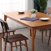 硕匠餐桌黑胡桃木大饭桌北欧樱桃木长方形书桌工作台长桌实木定制