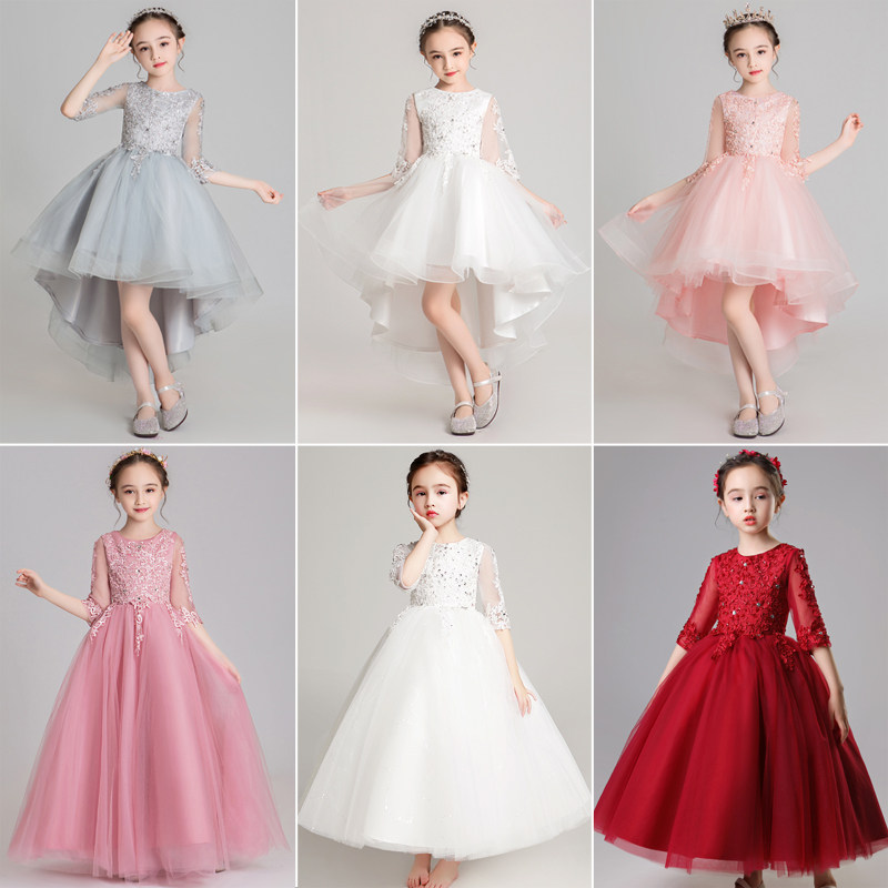 公主裙女童蓬蓬纱儿童礼服花童小主持人女孩婚纱钢琴演出服洋气冬