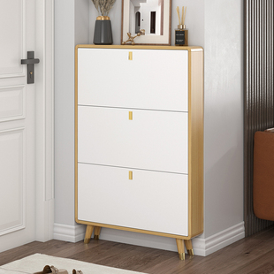 日式 柜家用简约北欧收纳原木色轻奢室内极窄15cm 超薄全实木翻斗鞋