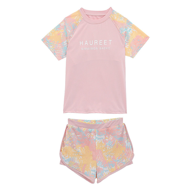 胖女童泳衣套装儿童夏季加肥加大中大童分体裤式大码女孩时尚泳装